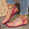 Европейские и американские новые сандалии с квадратным носком и открытым носком, украшенные стразами-бабочками, на плоской подошве, с эластичной лентой, полые, пляжные, прохладные шлепанцы большого размера