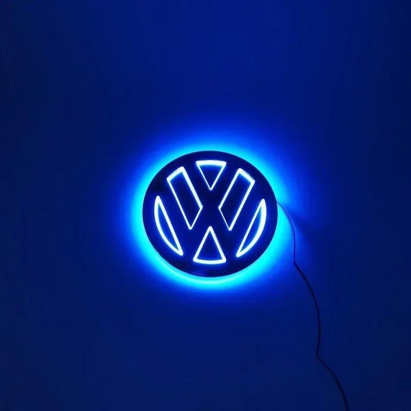 BHMTQ1 VW 11cm 5D Logo Light LED Rear Badge Light Front Grille For VW CC Bora Golf Jetta POLO MAGOTAN Passat Logo Light Trunk Sticker