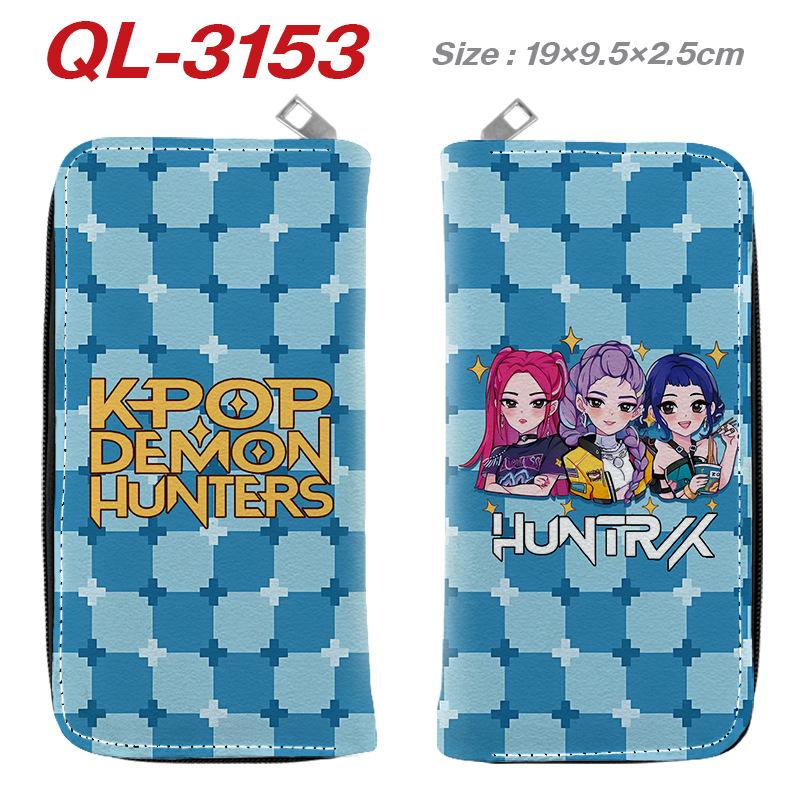 KPop Demon Hunters Long Zip Wallet PU Leather Cartoon Purse for Women Multi Card Holder Pink