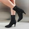 Джинсовые ботильоны для женщин Модные боты Mujer Осень Зима Высокие каблуки Короткие ботинки Женская обувь Черный Синий WSH4976