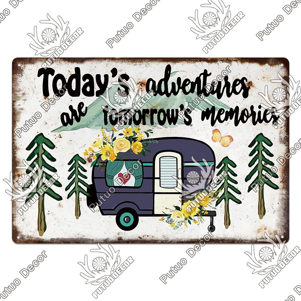 Decor Camping Tin Sign Vintage Plaque Metal Plate Retro Posters Wall Art Decor for Trip Car Home Living Room Unique Gift
