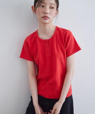 STEP AROUND Футболка с коротким рукавом Henley_Красный