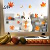 Autumn Window Decals for Home 2Pcs Fall Cartoon Static Clings, Cute Bunny & Mouse Stickers, No?Glue Creative Room Decor PVC Glass Decals,