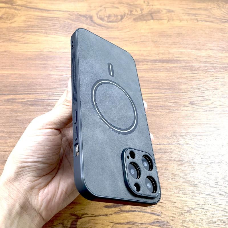 Vintage PU Leather Case For Magsafe Wireless Charging For iPhone 16 15 14 13 12 11 Pro Max Plus Full Protective Magnetic Covers