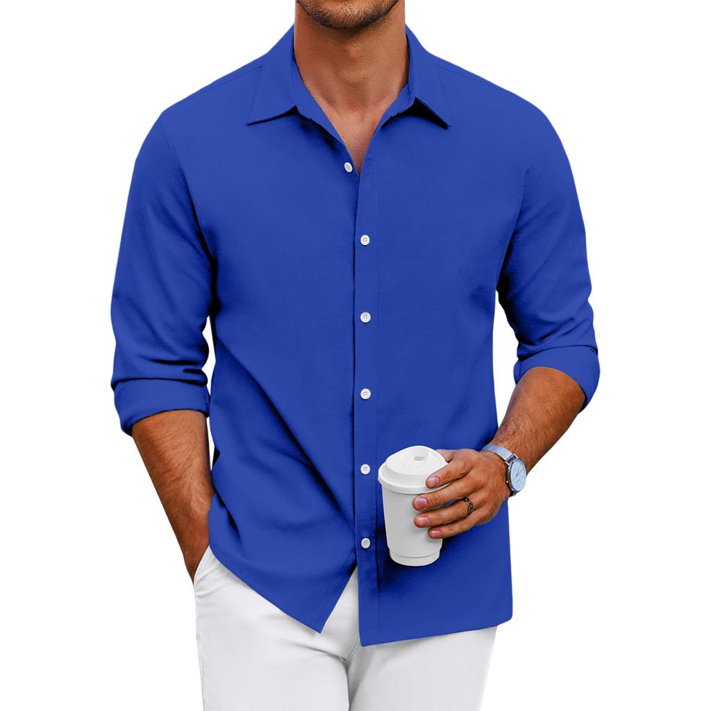 Men's Loose-fitting Casual Button-down Long-sleeved Shirt