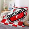 FC Utrecht Printed Flannel Blanket, soft throw for bedroom sofa, washable,soccer fan merchandise, great gift.