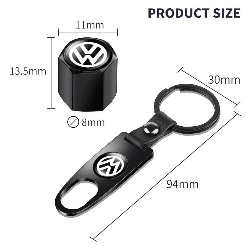 Car Wheel Tire Valve Stems Cap With Keychain Car interior Accessories For Volkswagen T-Roc A1