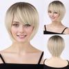 Synthetic Natural Fake Hair Short Bob Mommy Wigs for Women Blonde Color Casual Wig Clearance Sale Cheap Wig with Bangs