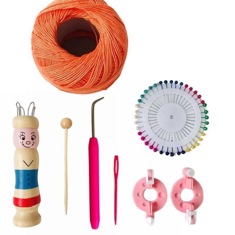BEPAN Wooden Doll French Knitter Kids DIY Craft Knitting Tool Pom Pom Maker Yarn Set Handmade Supplies DIY Knitting