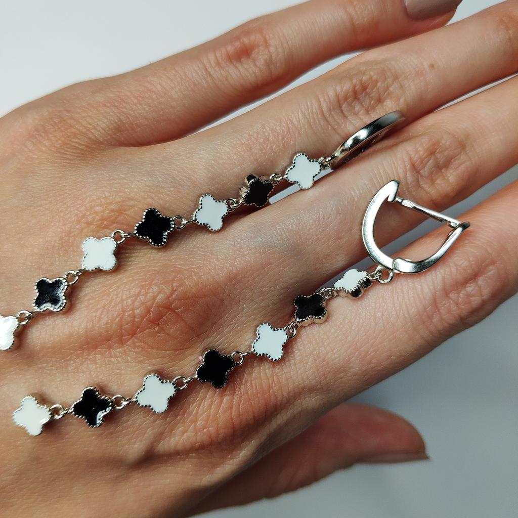 Серебряные серьги с емаллю (2130246)