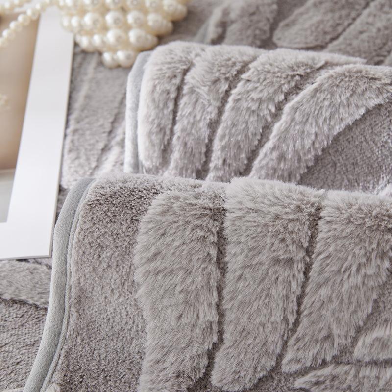 Winter New Rabbit Plush Sofa Cushion Warm Leaf Sofa Cover Non-slip Armrest Cover Towel Backrest Thickened Cushion