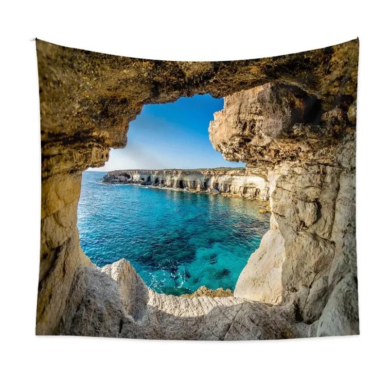 Гостиная Спальня Гобелен Природный Пейзаж Пляжный Принт Узор Модный Домашний Декор Гобелен