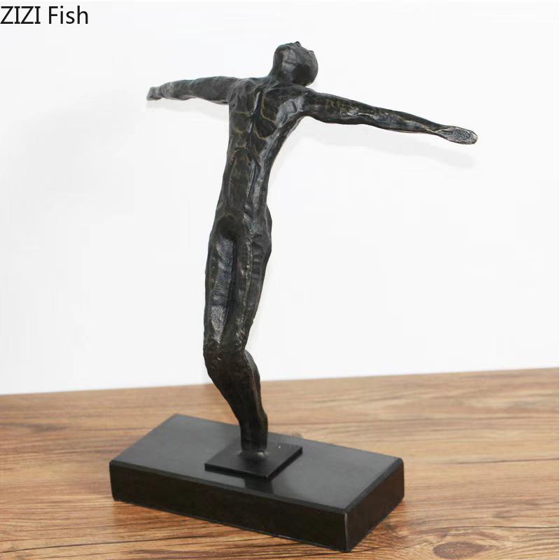 Diving Athletes Abstract Figures Statue Desk Decoration Creative Character Metal Sculpture Ornaments Room Aesthetics Decor