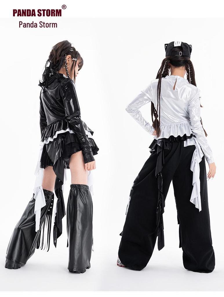 Модный джазовый хип-хоп костюм для девочек - Футболка с длинным рукавом и брюки для уличных танцев