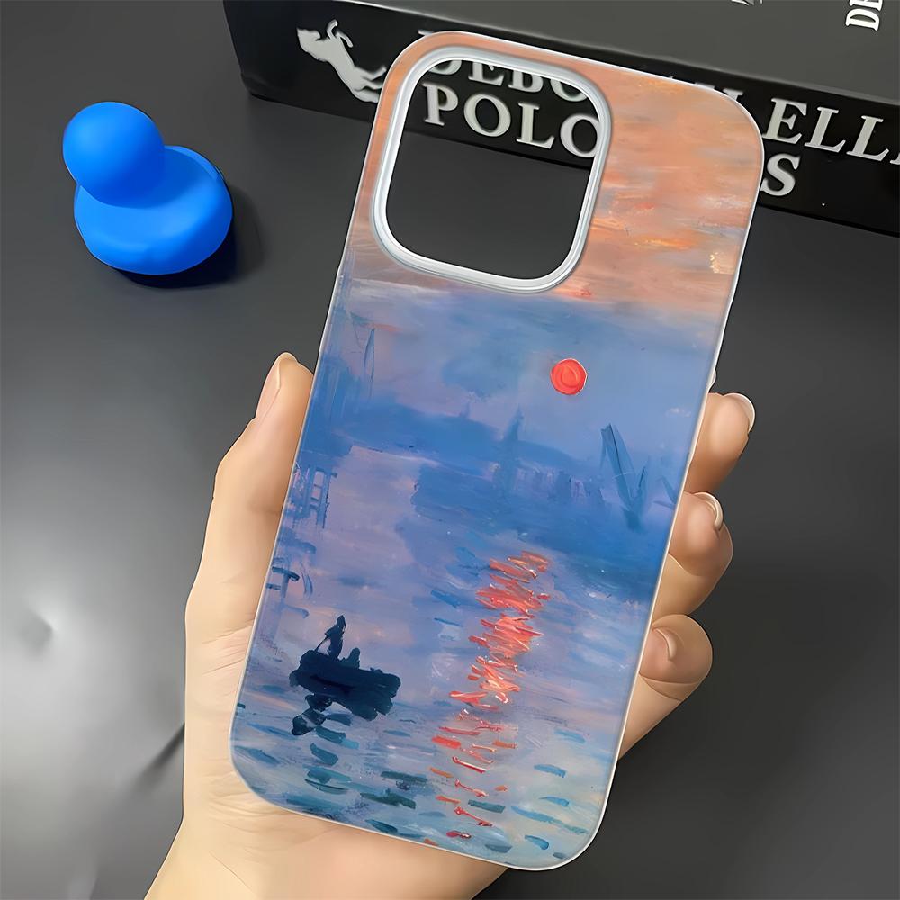 Чехол для телефона для iPhone 14 15 Plus 16 17 Air 13 12 11 Pro Max Защитный Прочный Ударопрочный Funda Закат Масляная живопись Чехол