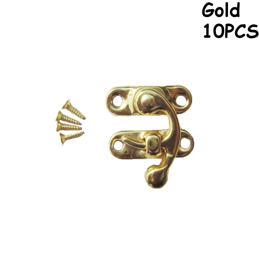 10PCS Mini Leather Bag Furniture Hasp With Screws Padlock Clasps Lock Decorative Latch