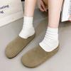 Fashion Faux Suede Flat Slippers Women New 2024 Autumn Vintage Close Toe Mules Shoes Woman Soft Sole Cork Slides Outdoor Slippers