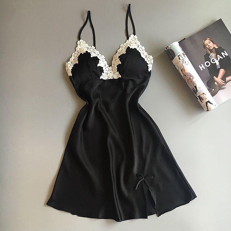 Летняя женская ночная рубашка: Сексуальная короткая пижама с подтяжками и нагрудником