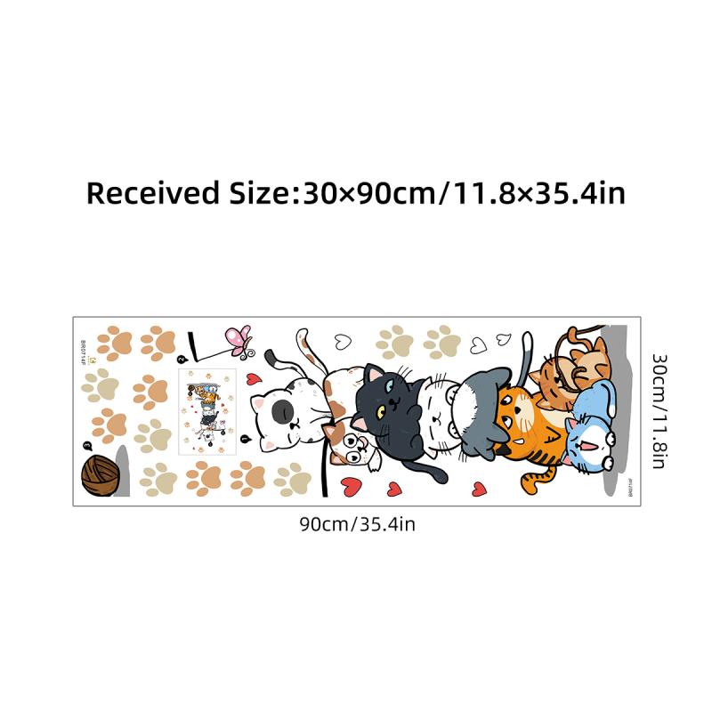 1 шт. Милые кошки и отпечатки кошачьих лап, сложенные вместе, наклейки на стену для детской комнаты, спальни, настенные наклейки, домашний декор