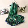 Spring Summer Sunscreen Scarf Peacock Feather Printed Shawl Warm Scarves