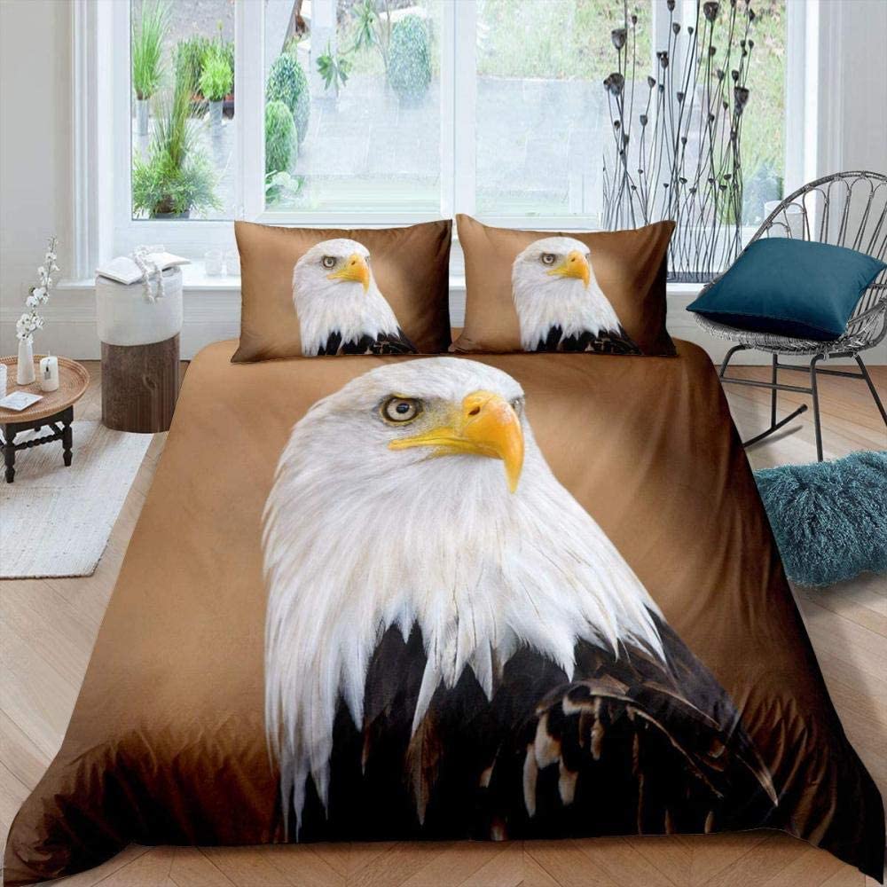 Eagle Duvet Cover Set Wild Animal Pattern Polyester Comforter Cover King Queen Full Twin Size For Kids Teens Adults Bedding Set