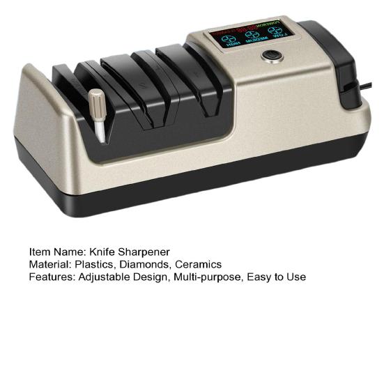 Профессиональная электрическая точилка для ножей Цифровой дисплей Регулируемая скорость вращения Направляющие для точного угла Точилка для серрейторных ножей