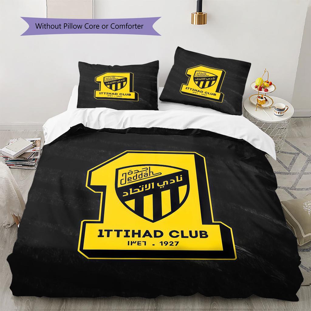 Al-Ittihad FC Pattern Bedding,Quilt Set Quilt Cover Pillowcase Home Birthday Gift(1 * duvet cover + 2 * pillowcase, without core)