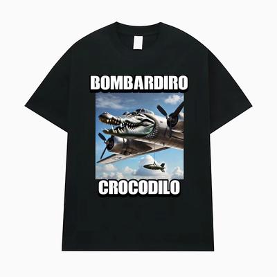 Bombardiro Crocodilo Funny Crocodile Meme T Shirt Unisex Clothing Harajuku Humor Tshirt Unisex 100 Cotton Oversized Tshirts Tops
