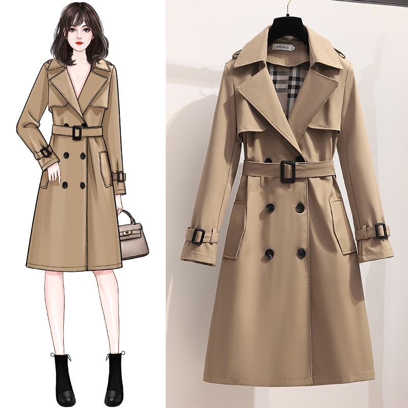 Women's Spring and Autumn Loose Casual Fashion Style Long Sleeve Lapel Jacket Windbreaker Coat
