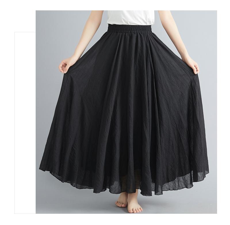 Dimanaf Plus Size Women Linen Skirts Female Elastic Basic Fashion Japanese Dress