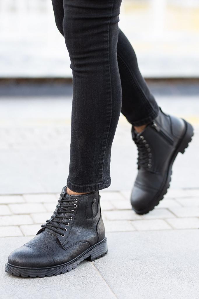 Men's Fashion Woolen Flat Heeled Booties Bootie Kelvin Winter Furry Zippered Lace Up Kelvin Boots Shoes