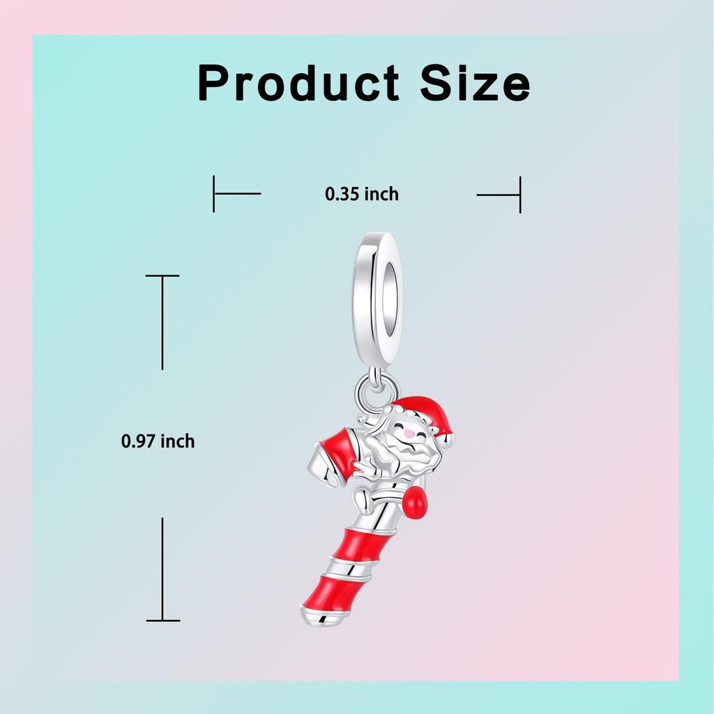 925 Silver Merry Christmas House Santa Claus Hat Candy Cane Charm Fit Original Charms Bracelet Women DIY Jewelry Gift