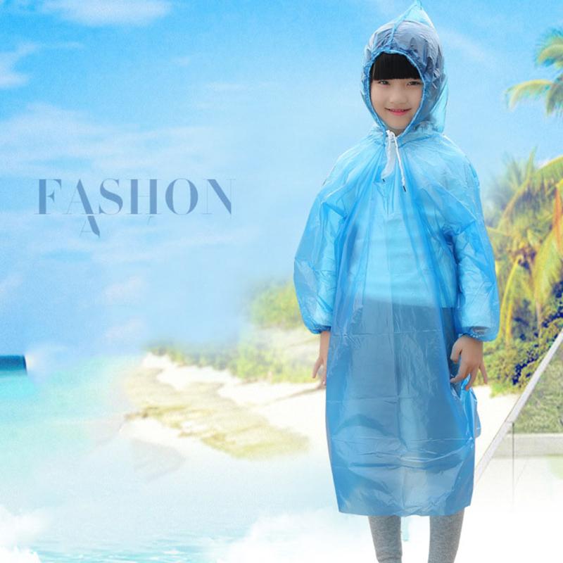 Детский одноразовый дождевик однотонный удобный пуловер цельный дождевик