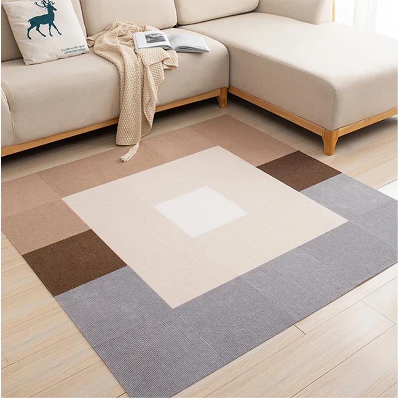 10PCS Patchwork Carpet Self-absorbing Non-adhesive Floor Rug Flocked Polyester Kitchen Bathroom Hotel Office Solid Colour Mat Non-slip