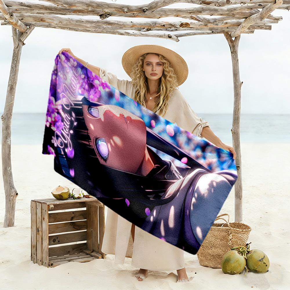Naruto Character Personalized Text Beach Towel Quick-Dry Soft Microfiber Perfect for Traveling Yoga Camping and Swimming