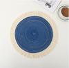 Nordic Ramie Western Food Mat Bowl Mat Tea  Tassel Edge Cotton Yarn Insulated Vegetable  Plate  Round Meal Mat 5pcs