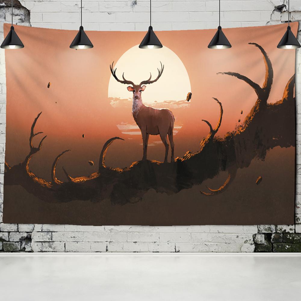 Зебра закат гобелен настенный мультфильм кавайный лось солнце богемный психоделический пейзаж спальня декор ткань