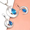Комплект из серег и подвески ко Дню матери с драгоценным камнем London Blue Topaz