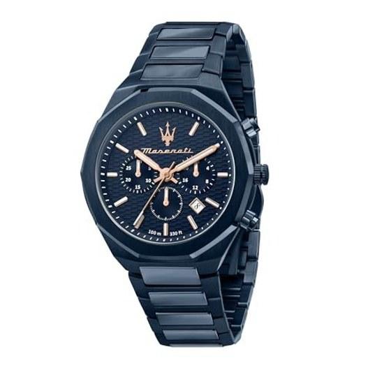 Maserati Stile 45mm Mens Chronograph Quartz Watch R Night Light Dial Pointer Water Resistance Level 10 ATM Japanese Movement 2-Year Warranty