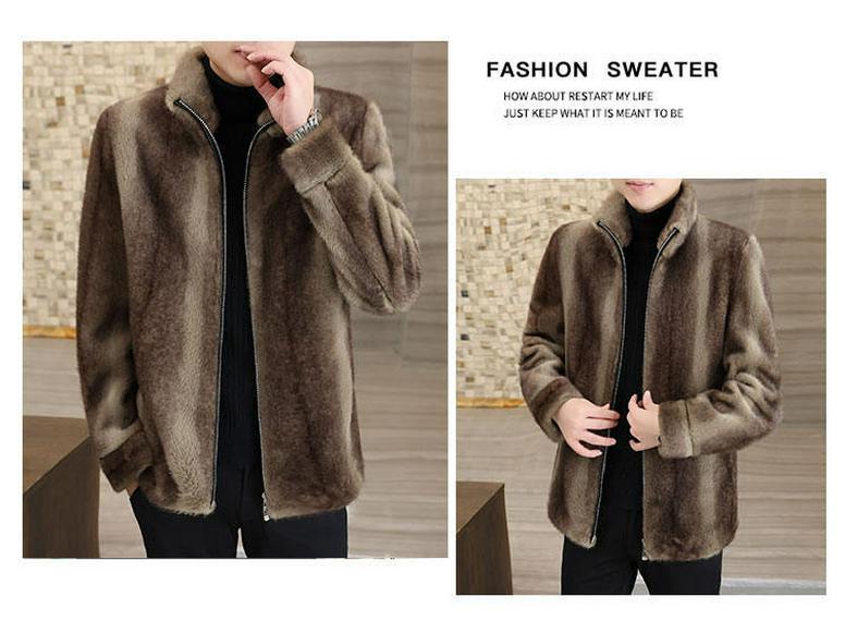 2023 Men's Short Winter Fur Coat - Thick Imitation Tiger and Mink Fur Jacket