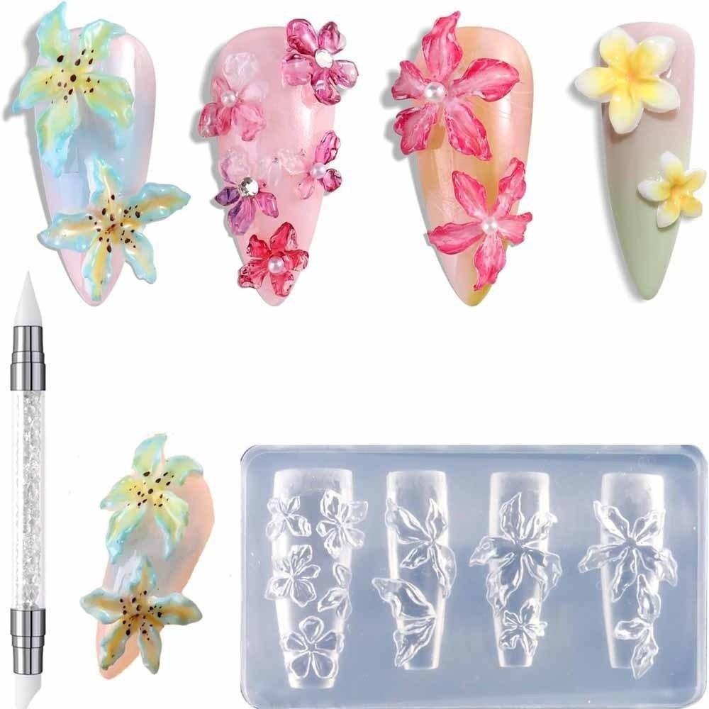 3D Design Nail Carving Mold Clear Silicone 3D Silicone Nail Art Molds DIY Nail Supplies