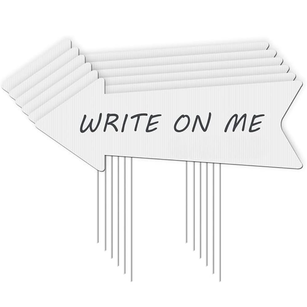 10 шт. свадебных указателей для двора с кольями, пустые указатели со стрелками и кольями 43,18 x 15,24 см, указатели со стрелкой в эту сторону, указатели для двора на день рождения, стрелы