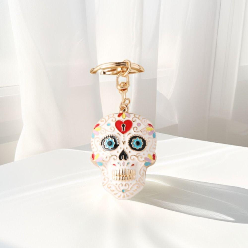 Goth Style Skeleton Keyring with Buckle Skull Key Chain Pedant Creative Skull Keychains Car