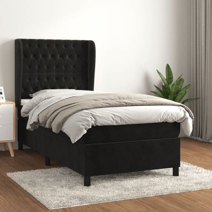 Maison Exclusive - Sommier à lattes de lit avec matelas Noir 100x200 cm Velours