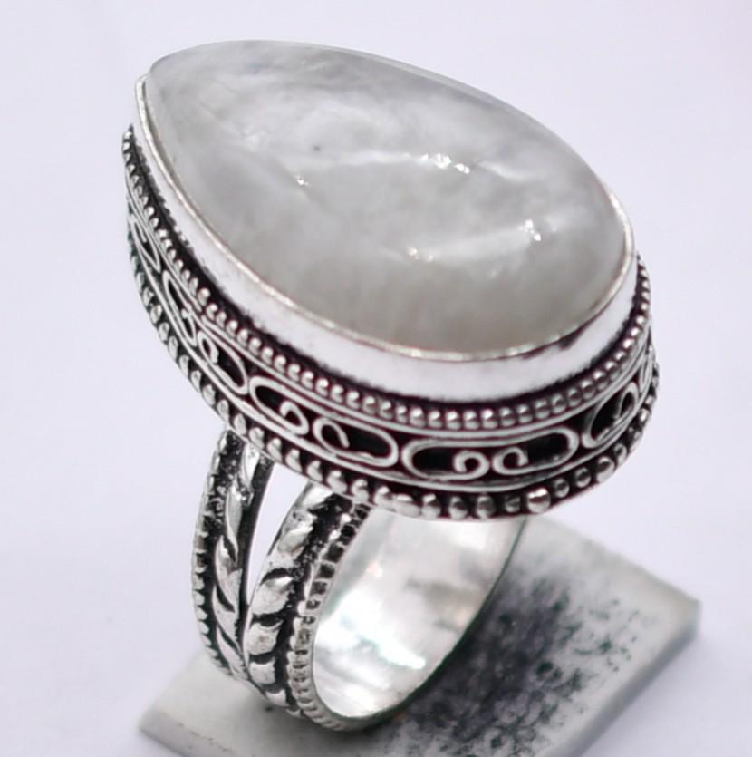 Moonstone Natural Gemstone Ethnic Antique Design Ring US Size-7.5 R 4462