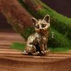 Латунная статуэтка кошки, привлекающая богатство, миниатюрные фигурки, антикварное настольное украшение, изделия из меди, скульптура, декор для дома