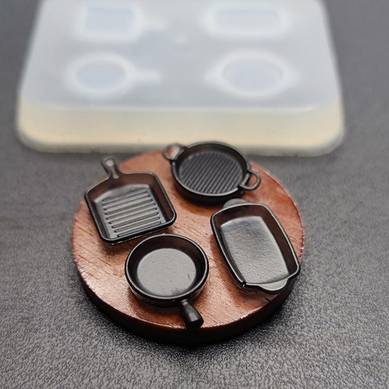 Противень для выпечки кукольного домика Силиконовая форма Мини-сковорода для кукольного домика Кукольный домик Кухонная утварь Аксессуары