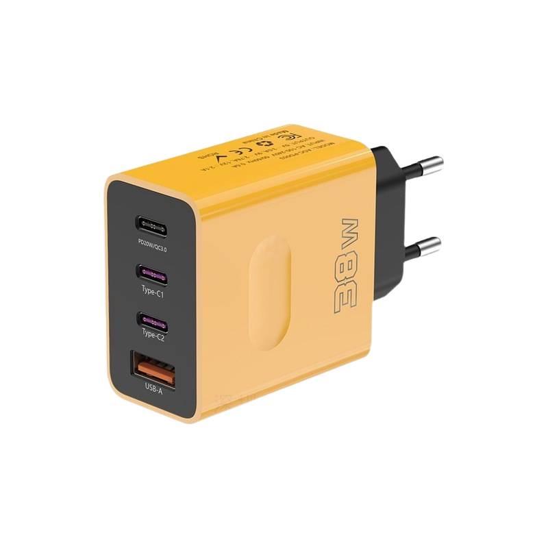 Многопортовое дорожное зарядное устройство 38 Вт с 3 портами Type-C и 1 портом USB, вилка EU/UK, 3 PD Быстрая зарядка