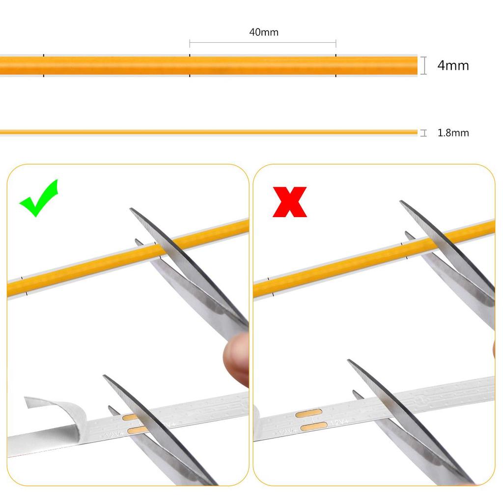 Яркие светодиодные ленты COB, 12 В, гибкие, ширина печатной платы 5 мм, RA90, супер тонкая неоновая лента для украшения кухонного шкафа, комнаты