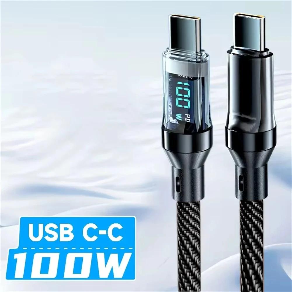 Кабель сверхбыстрой зарядки 120 Вт Type-C к Type-C со светодиодным дисплеем, кабель для передачи данных 6 А для iPhone 15 14 Huawei OPPO VIVO Xiaomi 14